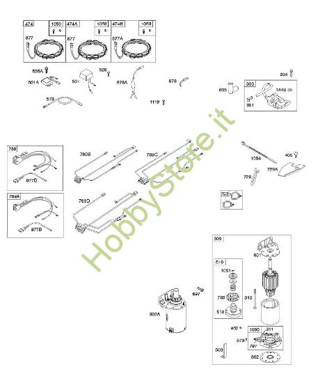 A - Generatore, fascio cavi, motorino di avviamento, accensione B&S - 44 €¦ 445577-0125-B1 brand Stihl